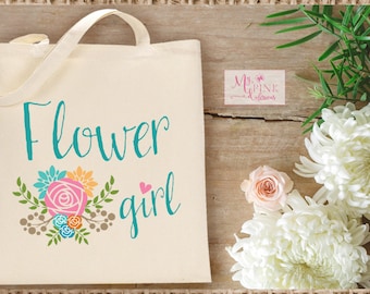Flower Girl Wedding Tote Bag / Flower Girl Gift - Bridal Party Totes
