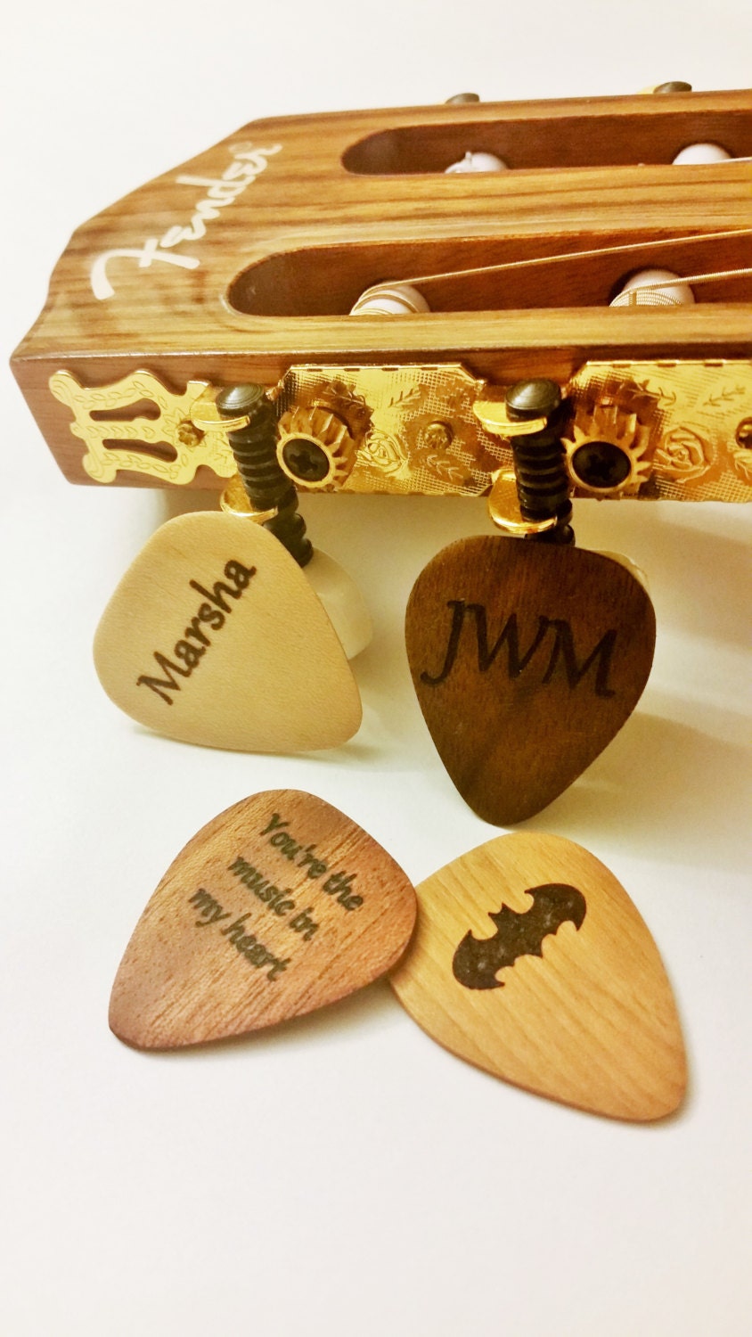 Personalized Guitar Pick Custom Wood Guitar Pick Wood by MJs4848