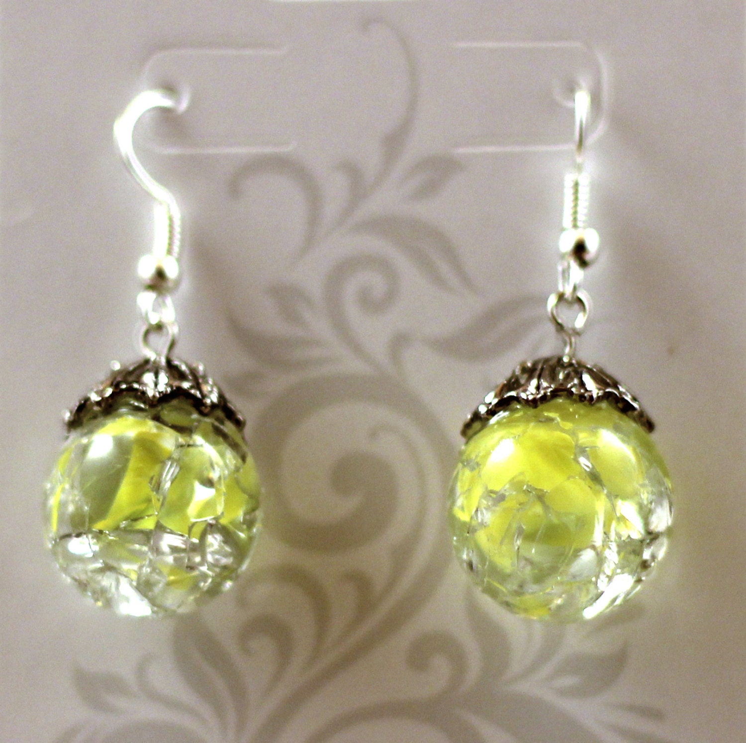 Baked Marble Earrings Cracked Marble Jewelry Yellow Marble