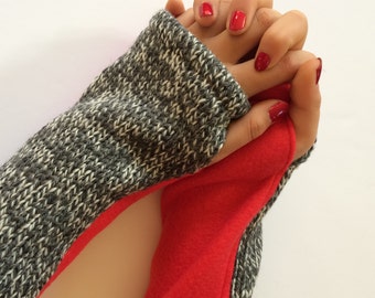Knit Wool Wrist Warmers. Fingerless Wool Gloves. Fingerless Mittens. Knit Handwarmers. Knitted Gloves. Knit Wool Arm Warmers. Gift For Her.