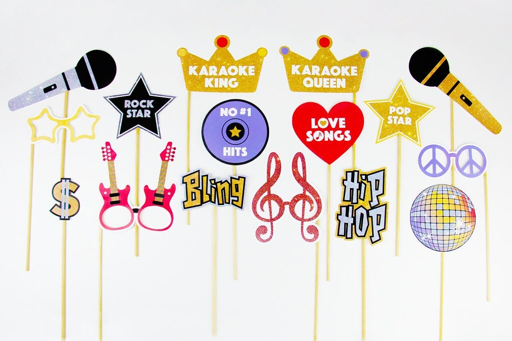 Karaoke Party Photo Booth Props Rock Star Pop Star Hip Hop