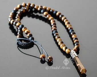 Gemstone Crystal Necklace - Tigers Eye Necklace - Crystal Necklace - Healing Crystal Jewelry - Point Pendant Necklace - Gifts for Husband