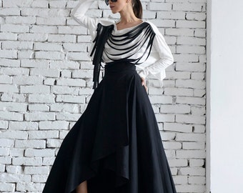 Black Maxi Skirt / Long Black Skirt / Oversize Long Skirt /
