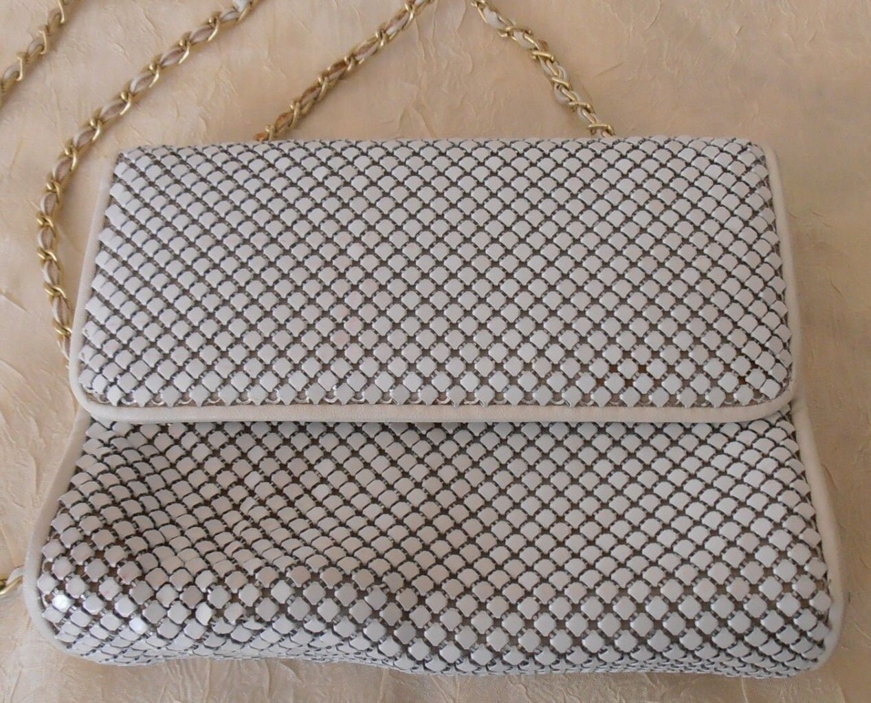 Vintage White Metal Mesh Shoulder Bag by Whiting and Davis