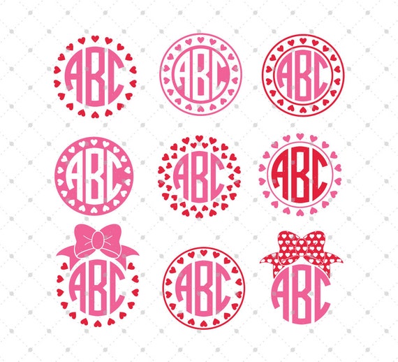 Download Valentines Day SVG Hearts Monogram Frame SVG Cut Files svg