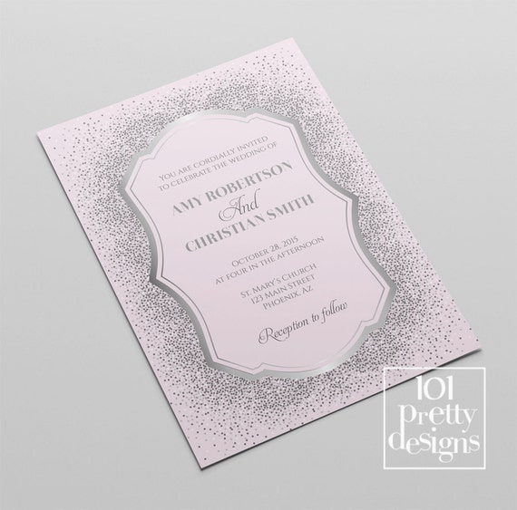 Silver Glitter Wedding Invitation Template Printable Wedding Invitation Design Gatsby Wedding Glitter Invitation Template