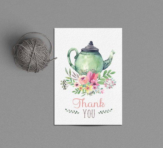 Tea Party Thank You Card Printable Instant Download Tea for