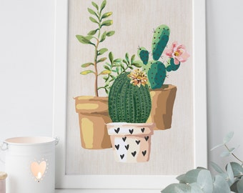 digital print, Cactus printable printable art, cactus art succulent cactus wall art, cactus watercolor, succulent wall art, botanical print