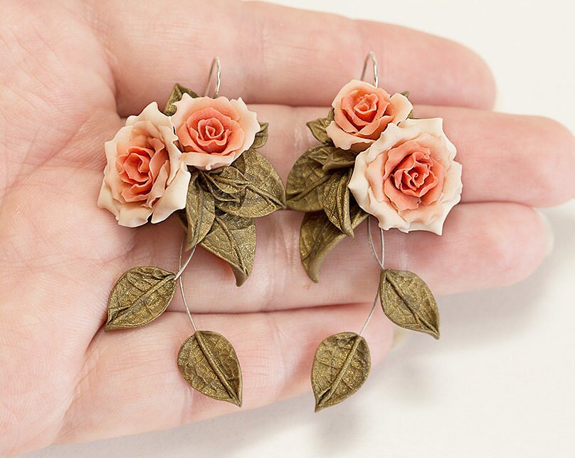 Pink flower dangle earrings Clearance