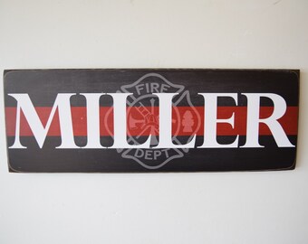 Firefighter Name Sign, Firefighter Decor, Family Name, Fireman Decor, Firefighter Sign, Fireman Sign, Firefighter Wedding, Fire - HeroSigns