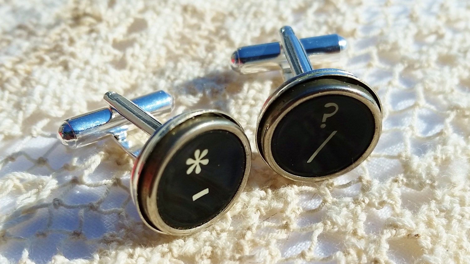 Silver Typewriter Key Cufflinks Mens Suit Accessories