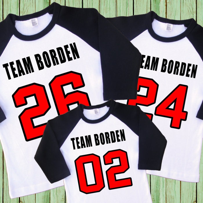 Family Team Jerseys. Family Team Shirts. Number Jerseys.