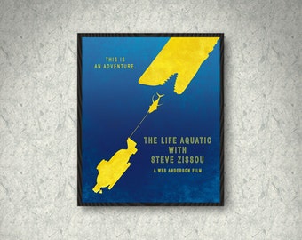 The Life Aquatic with Steve Zissou Minimalist Poster Print, Wes Anderson Movie Poster, Steve Zissou Poster, Print Art Poster