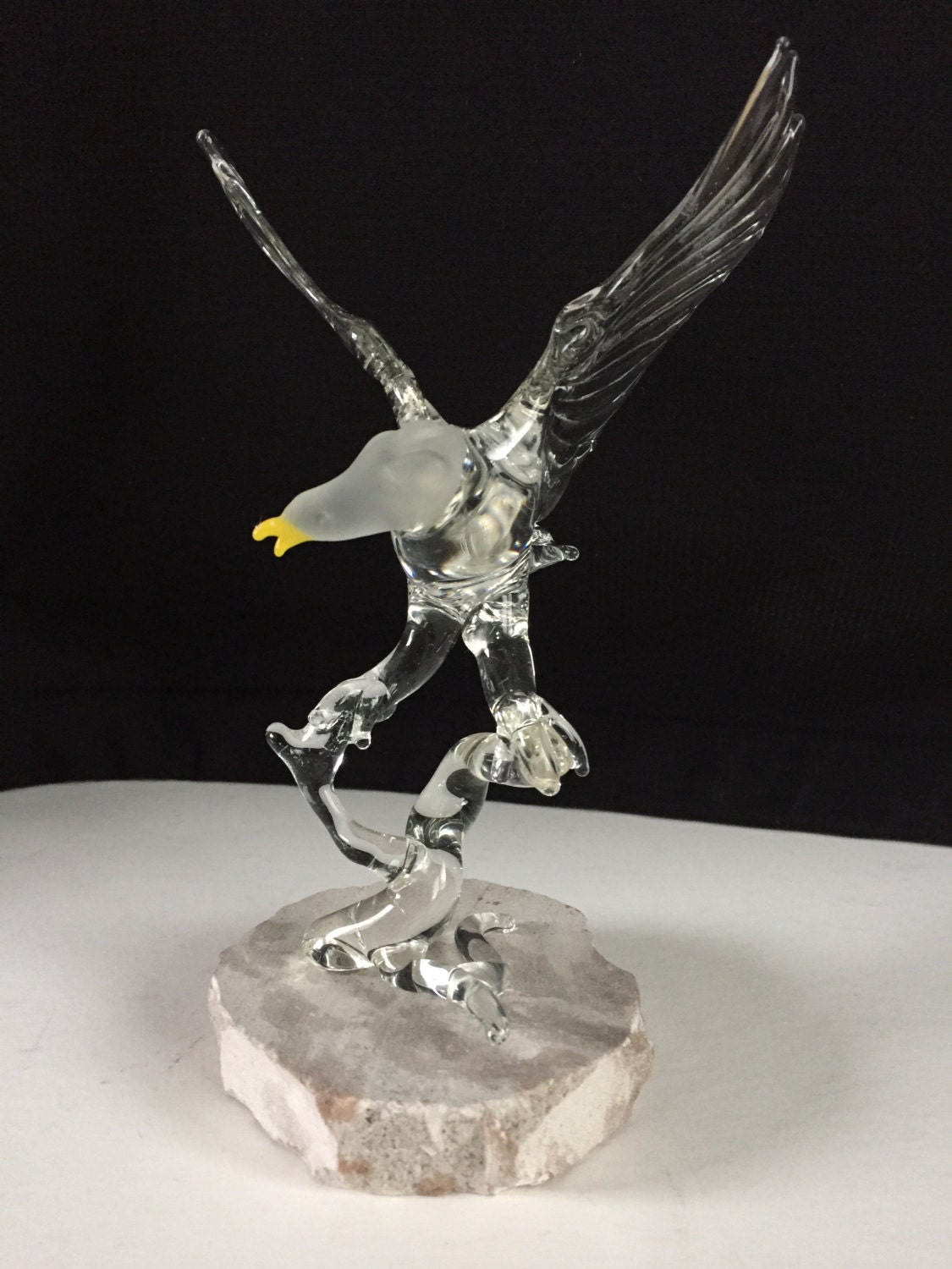 Handblown Glass Perched Eagle Sculpture by ArtGlassStudioWpg