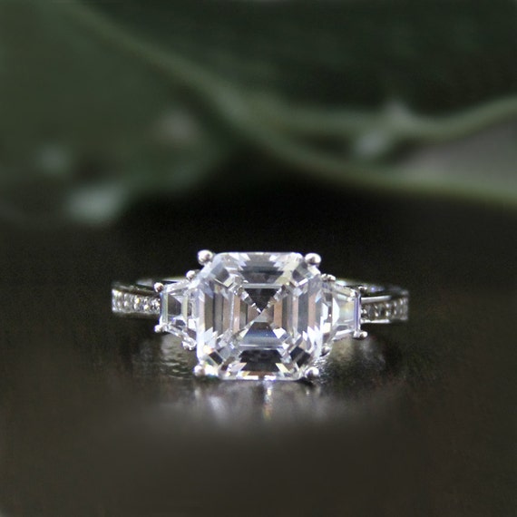 Asscher cut engagement rings etsy