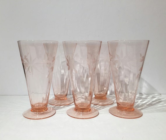 pink depression glass childs tea set