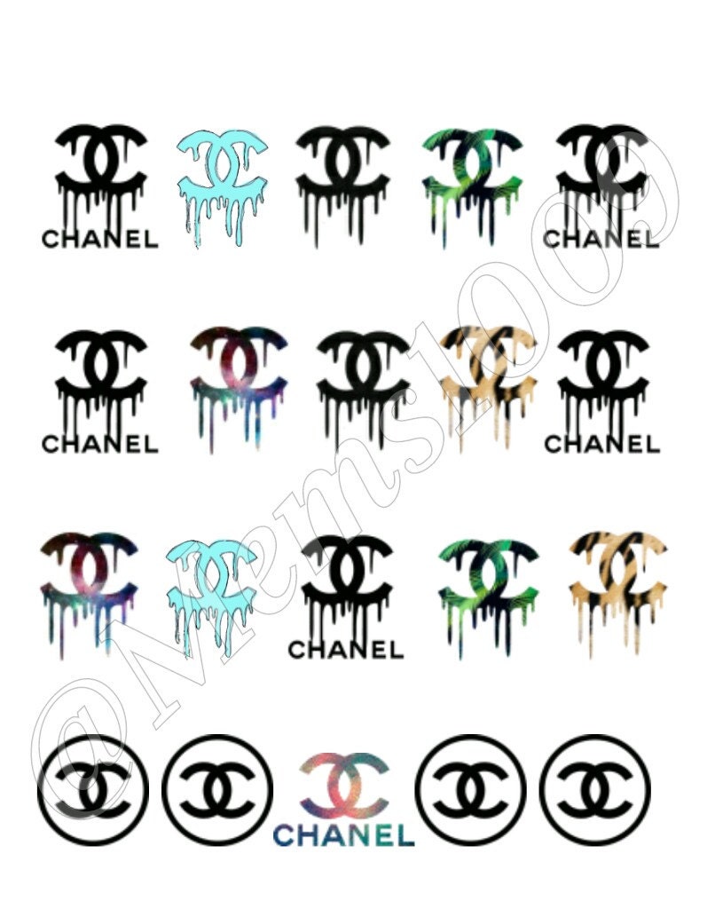 Chanel inspired Nail Decals water decals Dripping by Nailfun