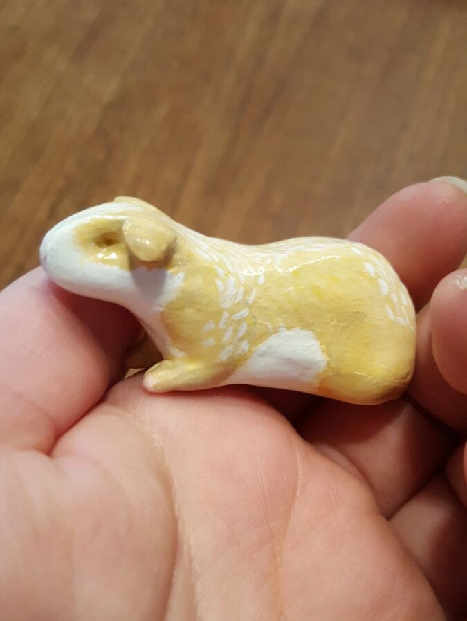 Guinea Pig Figurine handmade air dry clay sculpture CDCH