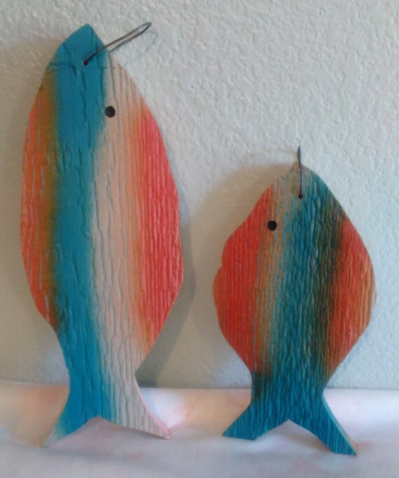 Items similar to FISH DECOR,Wood fish wall art,Painted wood Fish Wall
