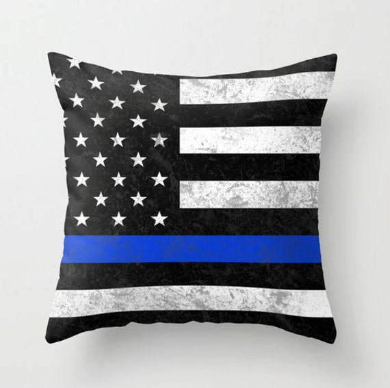 Thin Blue Line Throw Pillow / Cover Indoors and Outdoors
