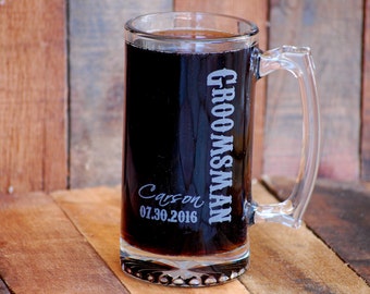 Personalized Beer Mug, Groomsmen Mug, Personalized Mug for Wedding Gift, Engraved Mug, Best Man Gift, Gifts for Men, Mens Gift, Groomsmen