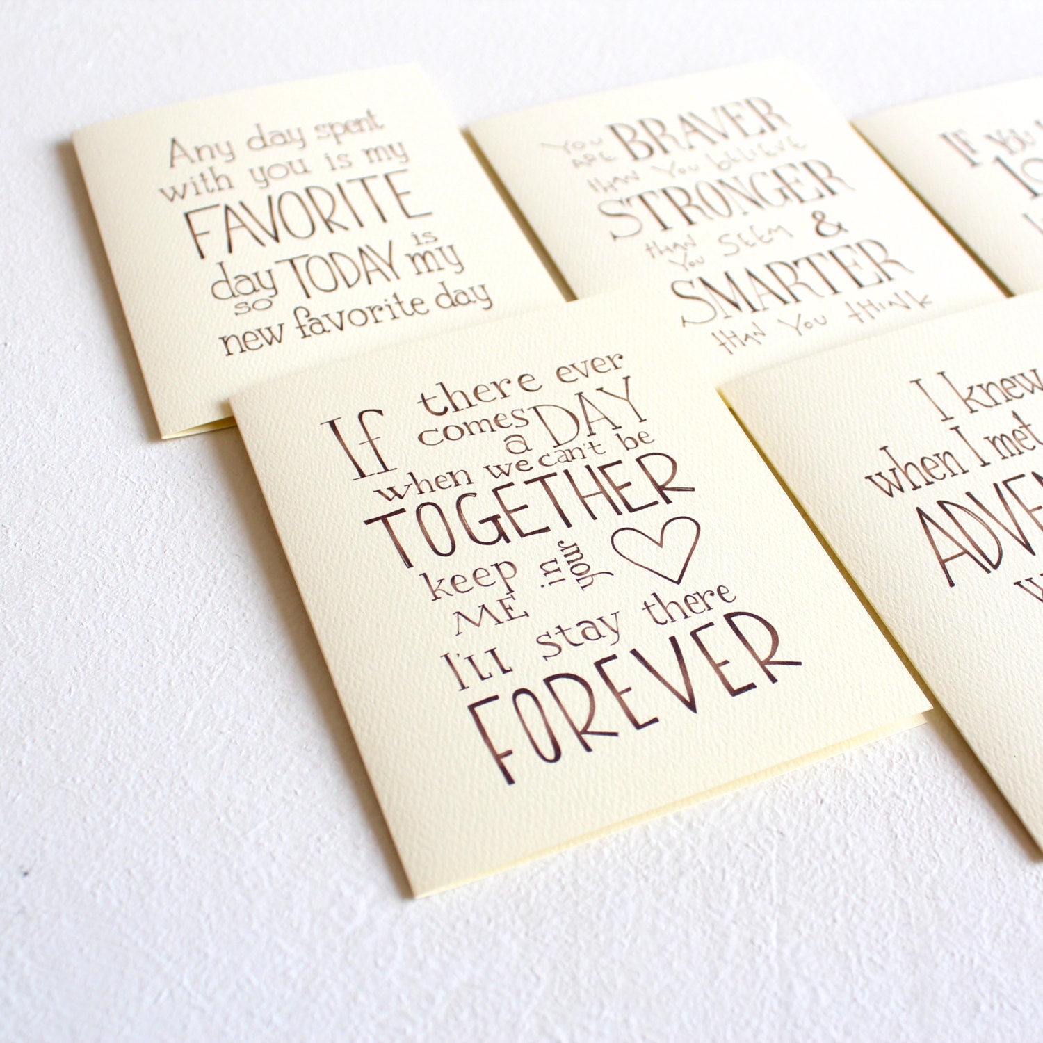 Set of 5 Winnie the Pooh quote cards handmade cards set love quotes friendship holiday