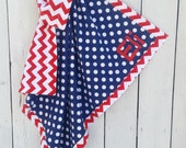 Nautical Baby Blanket Personalized Red White and Blue Gift Idea Perfect for Receiving, Nursery, Carseat and Stroller 38" X 38" Nautical Baby Blanket Personalized Red White and Blue Gift Idea Perfect for Receiving, Nursery, Carseat and Stroller 38" X 38"