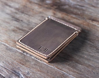Money Clip Wallet PERSONALIZED WALLET ---- Leather Wallet with Money Clip -- Distressed Leather Wallets for Men / 018 - Women's Wallets