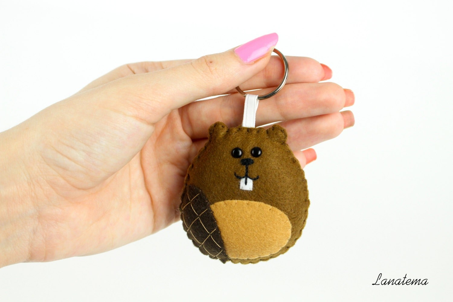 Beaver felt keychain animals keychains beaver key ring cute