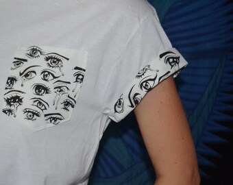 Anime Eyes Collage Pocket Tee (FREE SHIPPING)