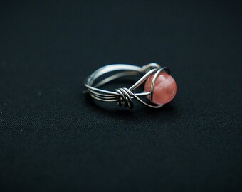 Cherry Quartz Wire Wrap Ring