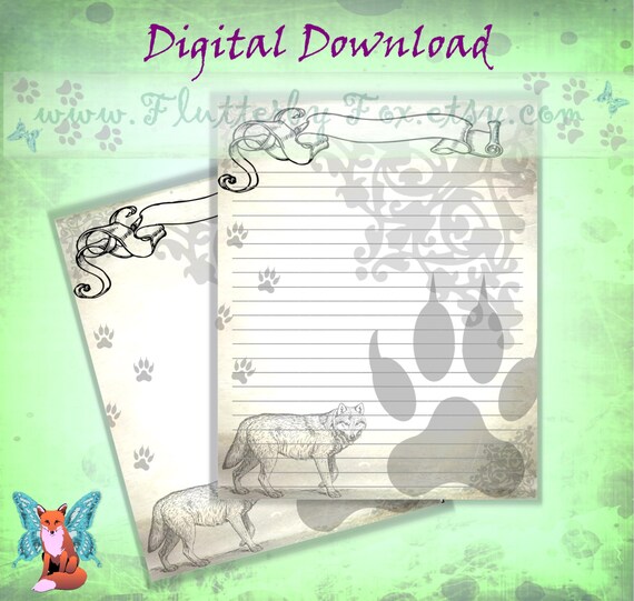 Wolf Paper Wolf Stationery Set Wolf Stationery Lined