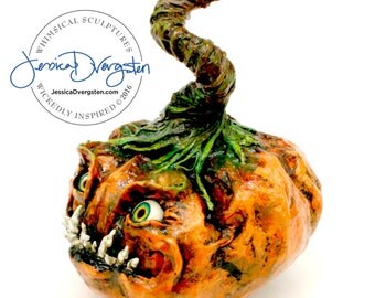 Albert- Paper Mache Halloween Jack o lantern sculpture