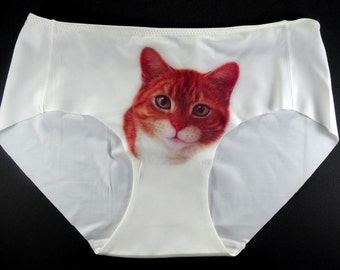 Pussycat Panties, Cat Underwear, Seamless Underwear with Cat, Wedding Lingerie, Women's Panties, Sexy Underwear, Gift for Fer, Birthday Gift