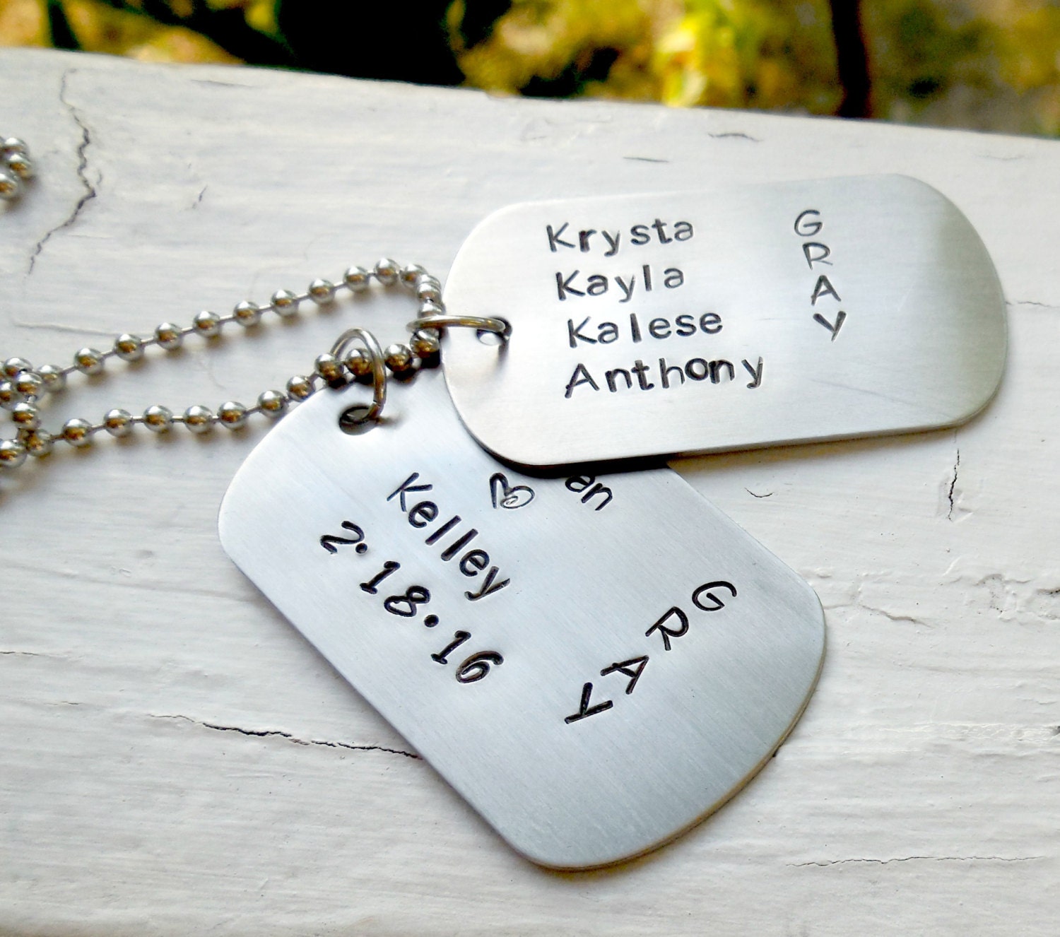 Personalized Name Necklace Double Dog Tag Stainless Steel