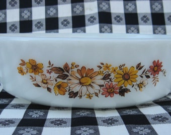 Anchor Hocking 1.5 Quart Oval "Autumn Daisy" Casserole