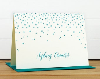Personalized Stationery Set / Personalized Stationary Set - NIGHT Custom Personalized Note Card Set - Stars Elegant Modern
