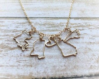 Two State Necklace - Friendship Necklace - Gift Personalized - Best Friend Necklace 2 State to State Necklace - Mother's Day Gift