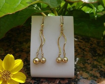 Gold Earrings, 585 gold filled, split in two with bullets