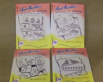 VINTAGE 'Aunt Martha's' Hot Iron Transfers for Needlework, Textile Painting and Other Art Crafts, #3498, #3537, #3549, #3607