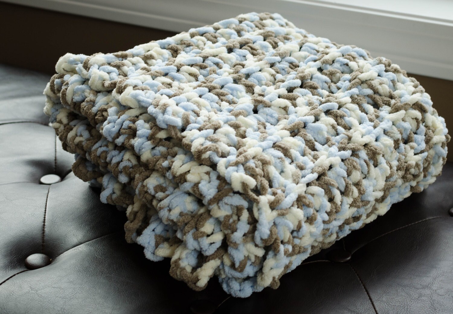 Chenille Crocheted Baby Blanket Little Cosmos by TwoTwoCreations