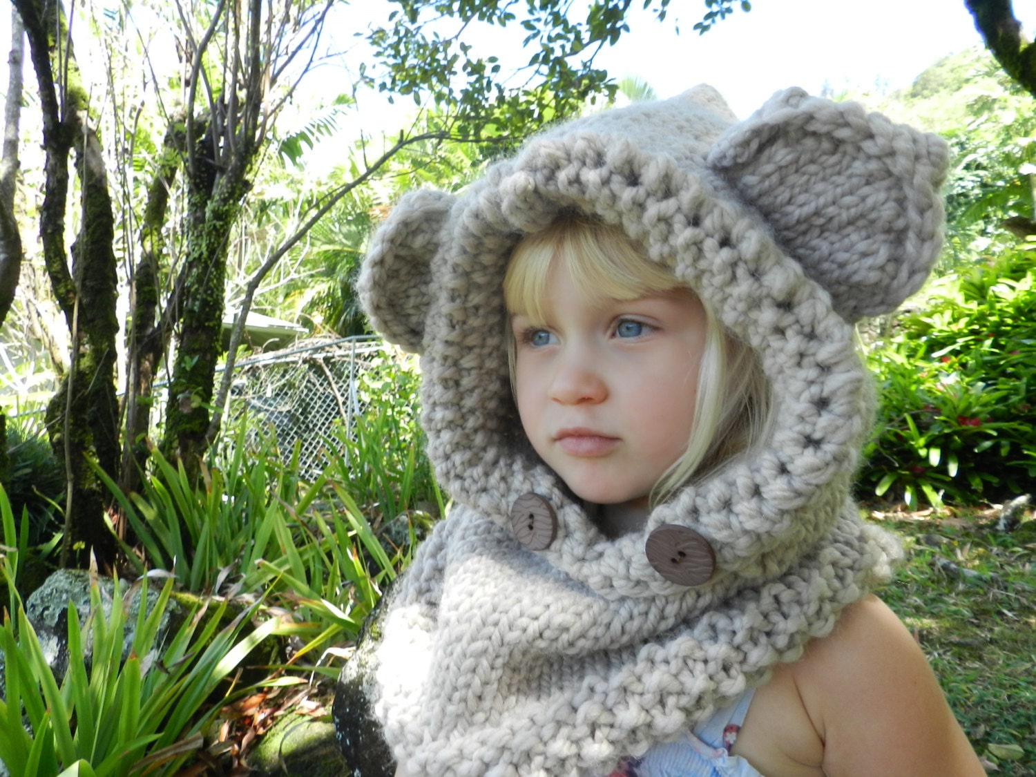 Adult Animal Hood Knit Bear Hood Knitted Fox Cowl Hooded
