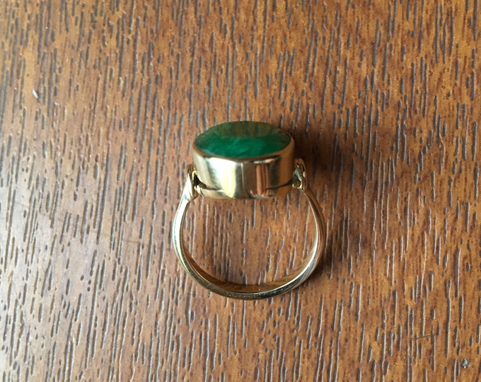 Emerald ring - emerald gold ring - gold emerald ring - green stone ring - natural stone ring - gift