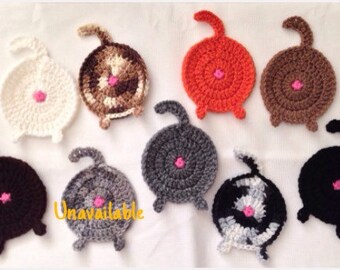 Set of 4 cat butt coasters