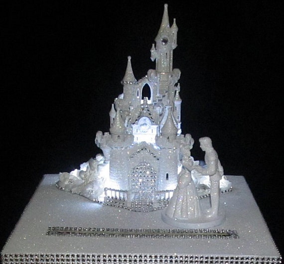 Lighted Cinderella Castle Wedding Card Box Cake Topper