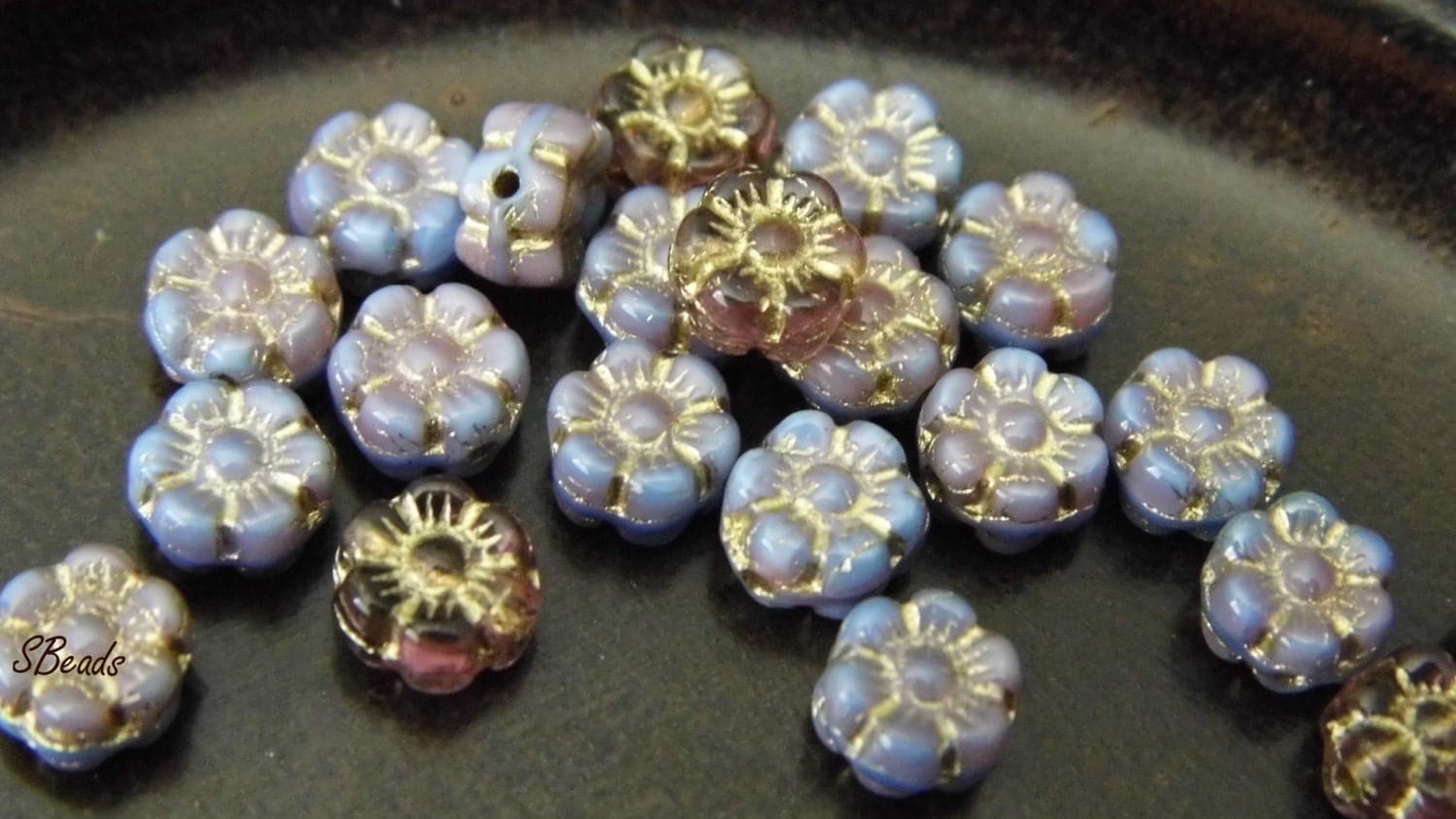 Purple Flowers Czech Flower Beads 1670 By Supplybeads On Etsy