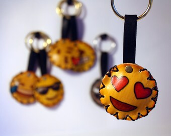Emoji soft leather keychain - Portachiave in cuoio morbido con Emoji