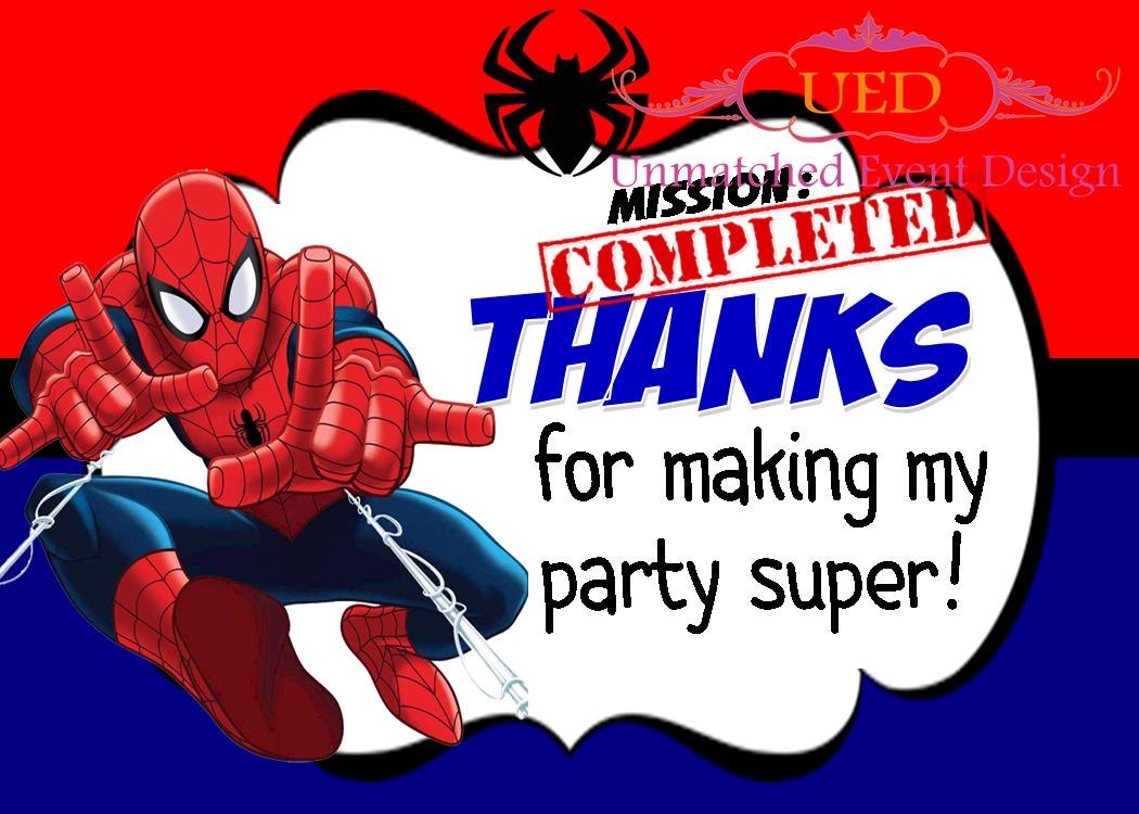 Spider Man Thank You Card Superhero Thank You Card Spider