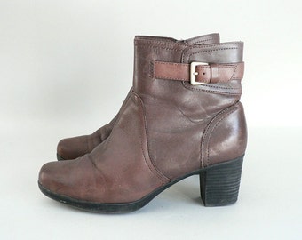 Women's Brown Leather Ankle Boots Size 8
