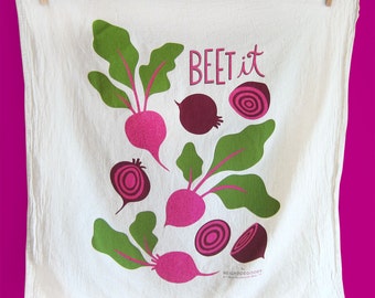 Kitchen Towel, Beet it Screen Printed Tea Towel